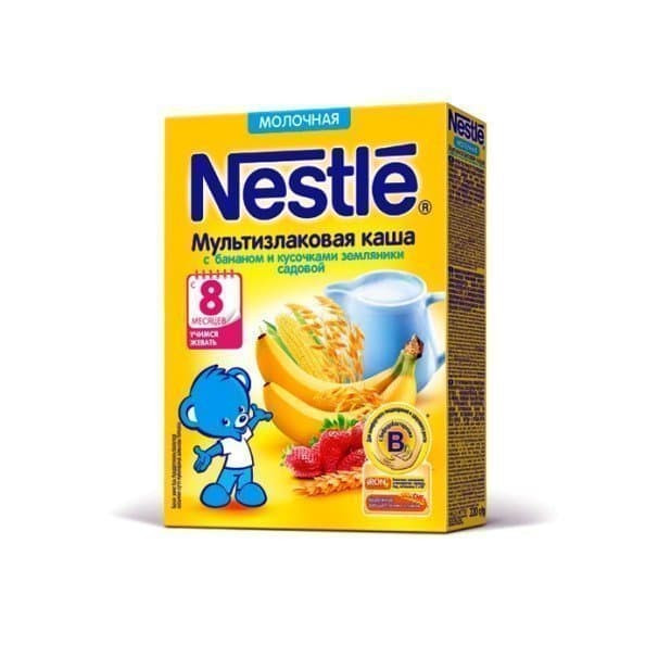 Каша молочная nestle мультизлаковая с яблоком и бананом